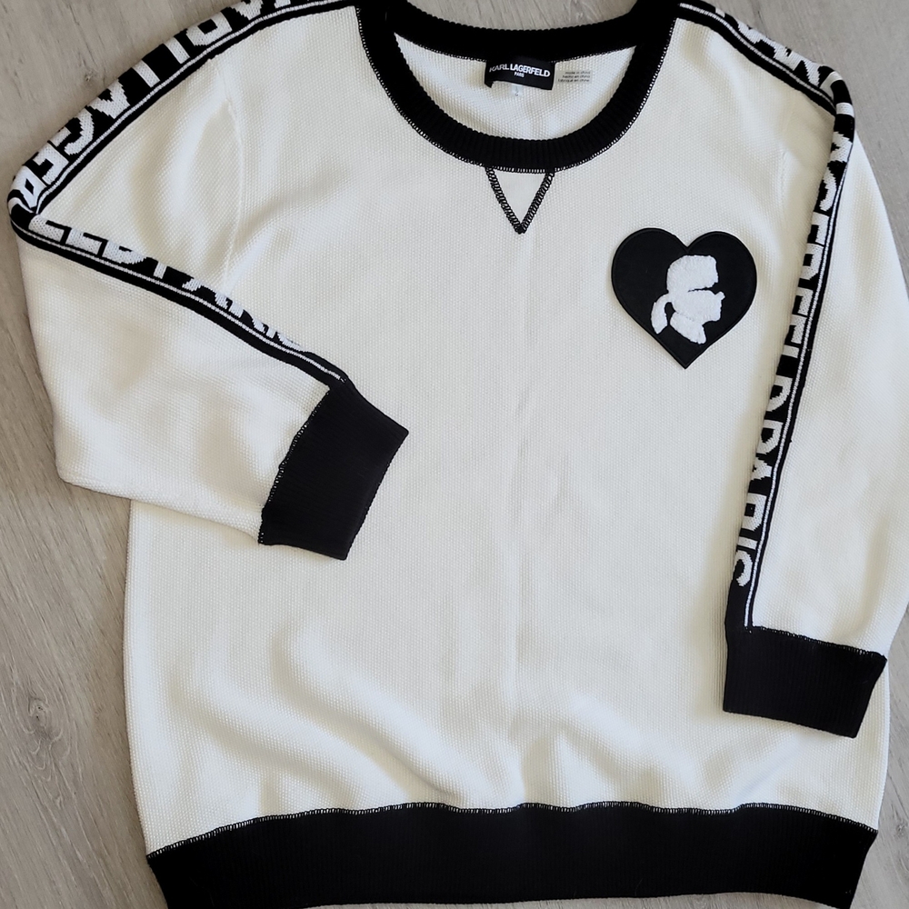 Karl Lagerfeld Cream and Black Sweater